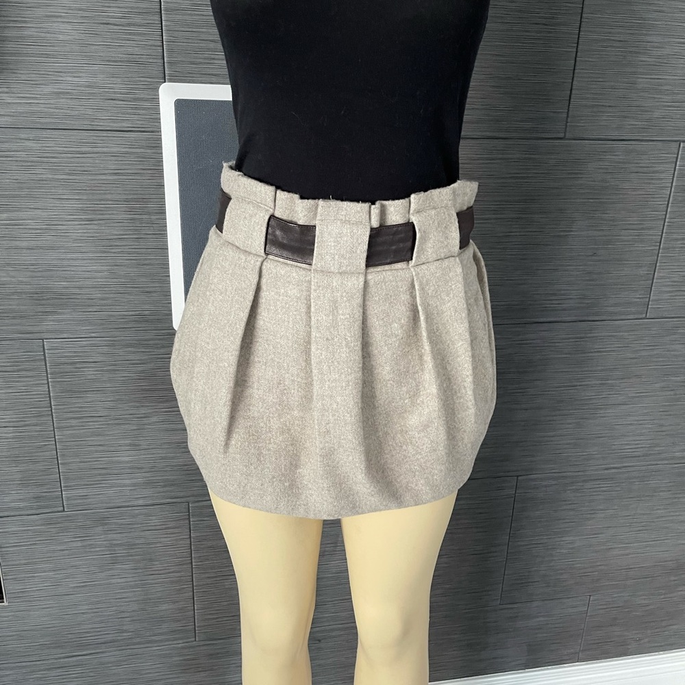 Elizabeth and James wool skirt with leather sizeSM